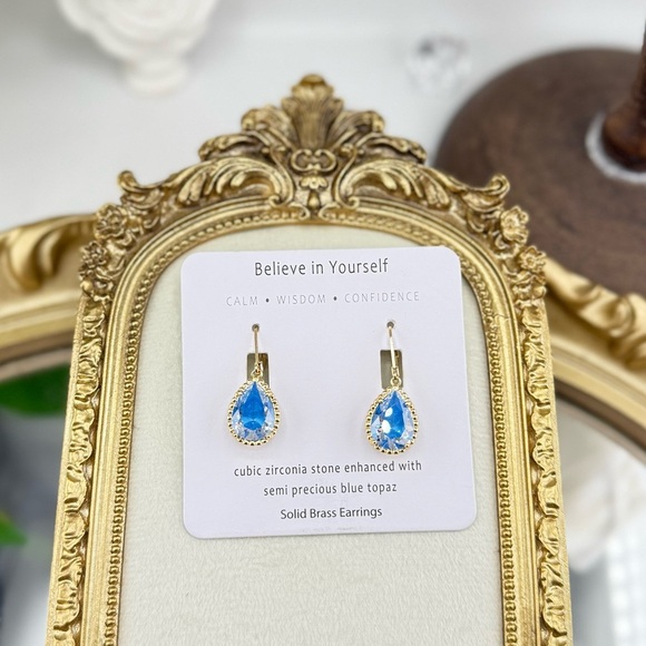 Anthropologie Jewelry - Blue Topaz Drop Earrings – Calm • Wisdom • Confidence